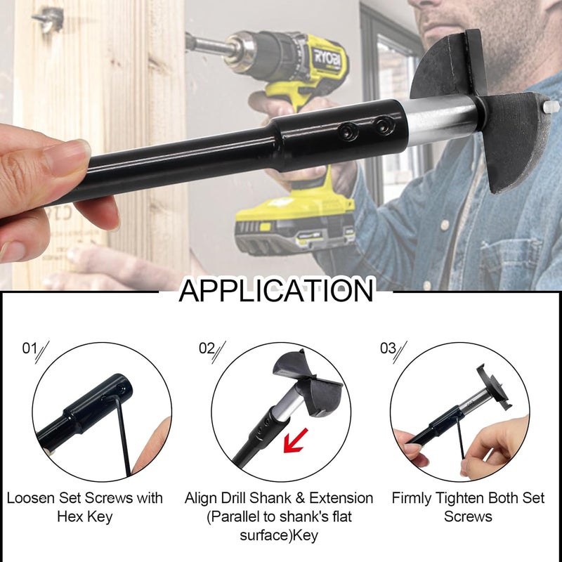 Opfiue 10Inch 3/8" Hole Saw Extension Chuck, Reducing Locking Impact Extension Hex Shank for Drilling/Professional Drillers（Black） - Image 5